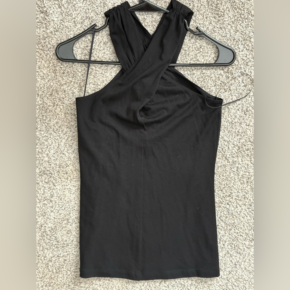 Express Elegant Black Cross-Front Tank - Picture 2 of 3